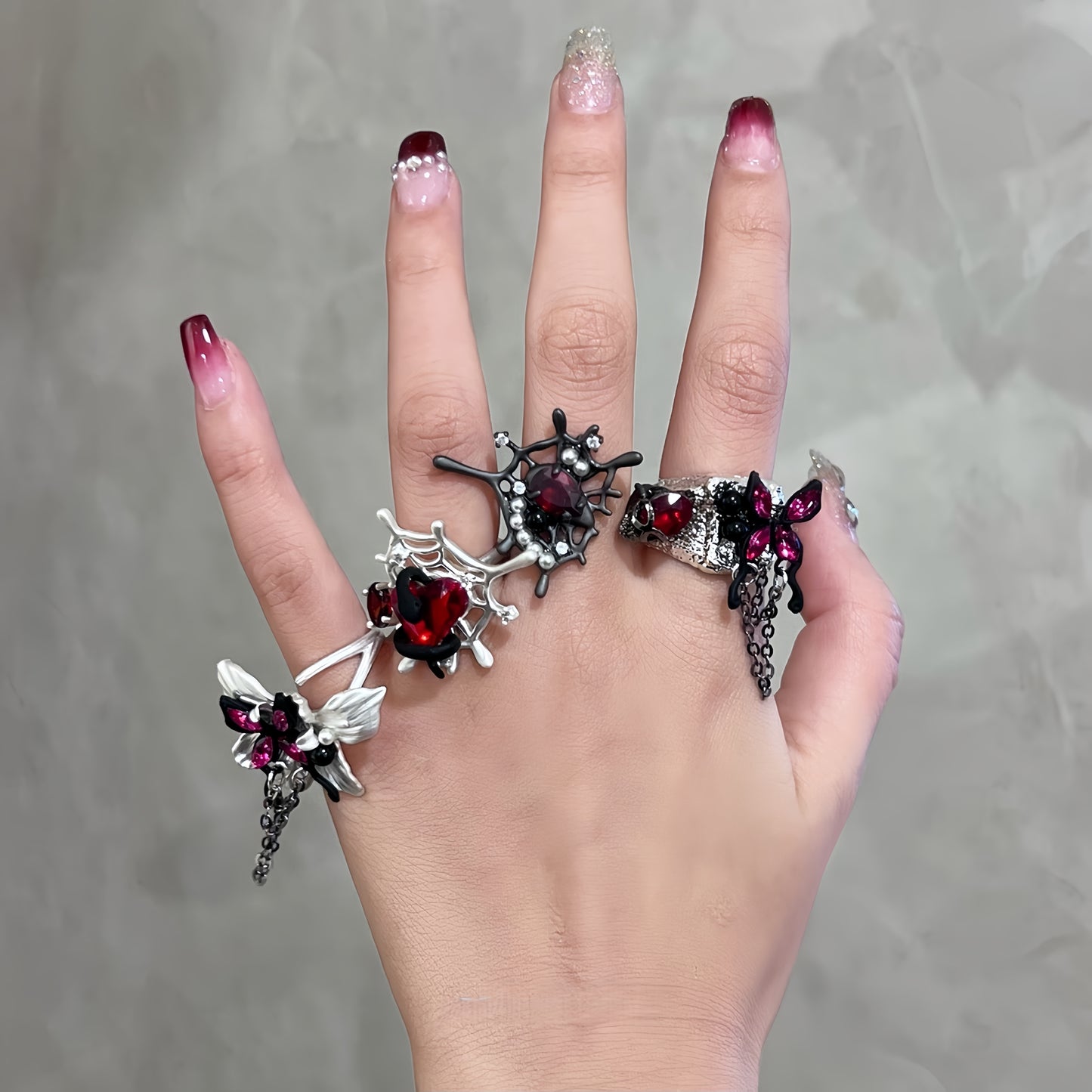 Spider Web Skull Ring