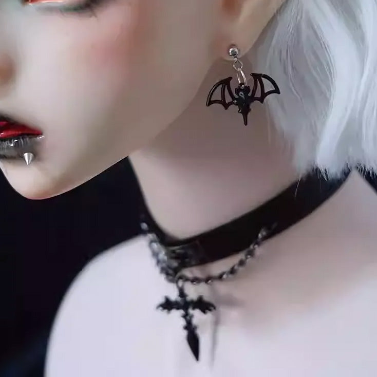 🎃Halloween Series Handmade Black Bat Earrings🦇