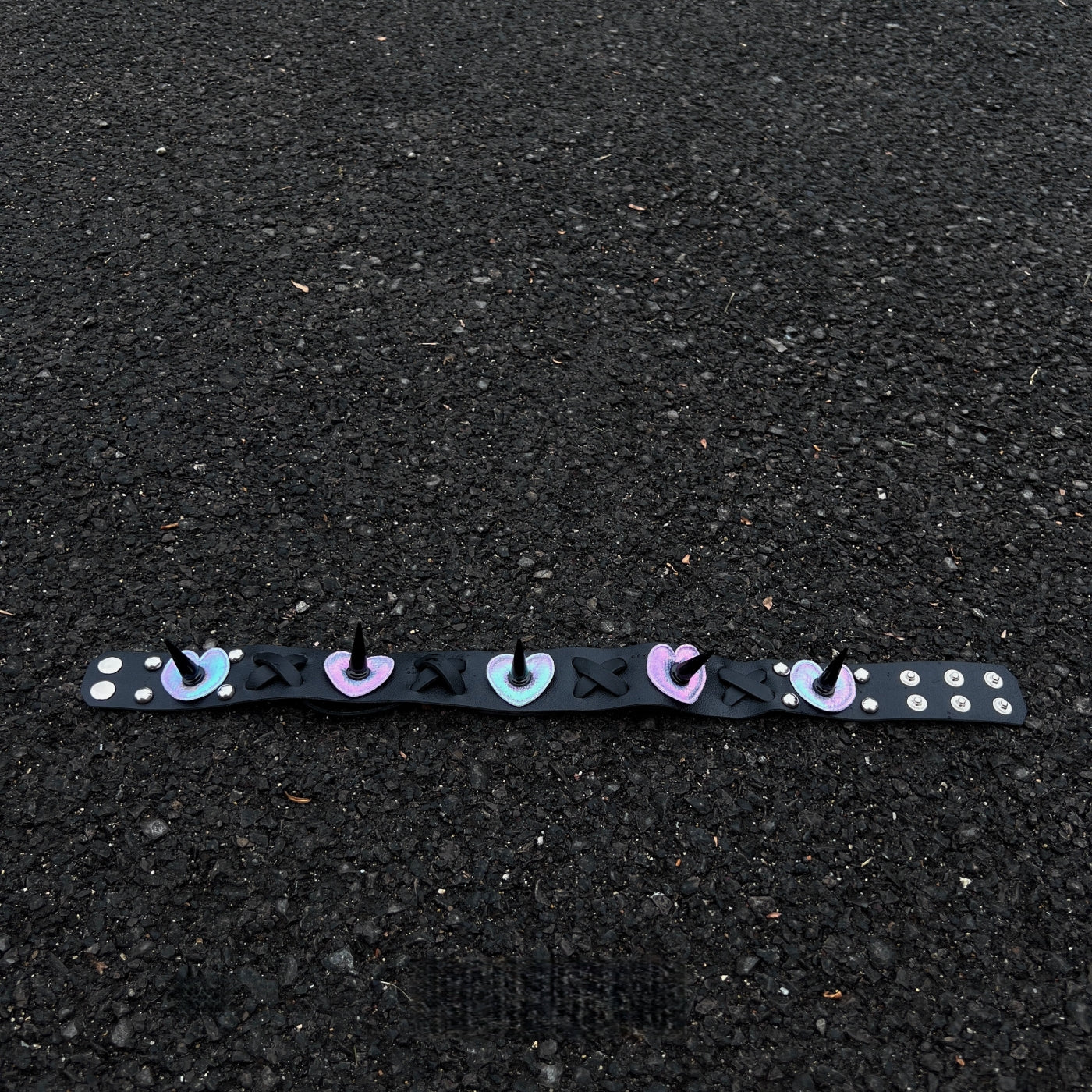 Purple/Black Lace-Up Rivet Choker