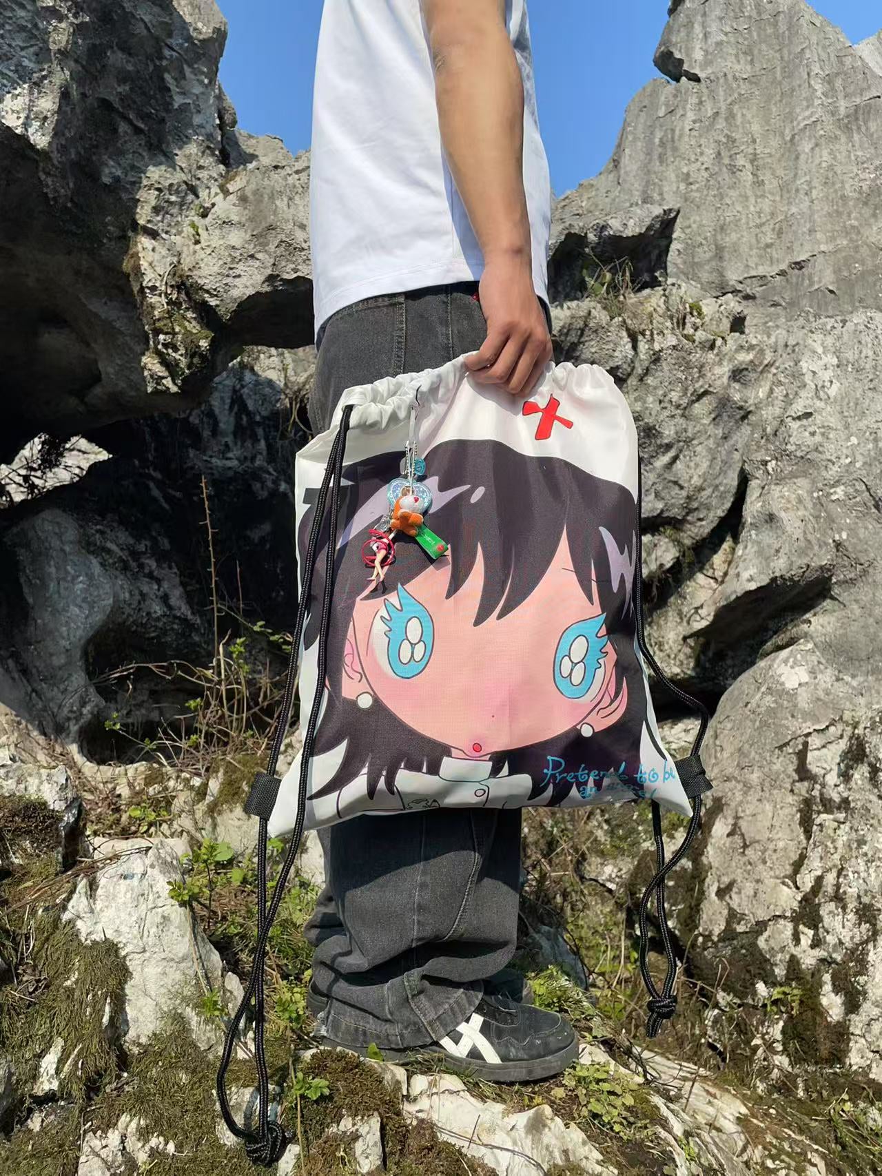 TakeaBreak Angel Costume Series Double-sided Printed Waterproof Thick Canvas Drawstring Bag