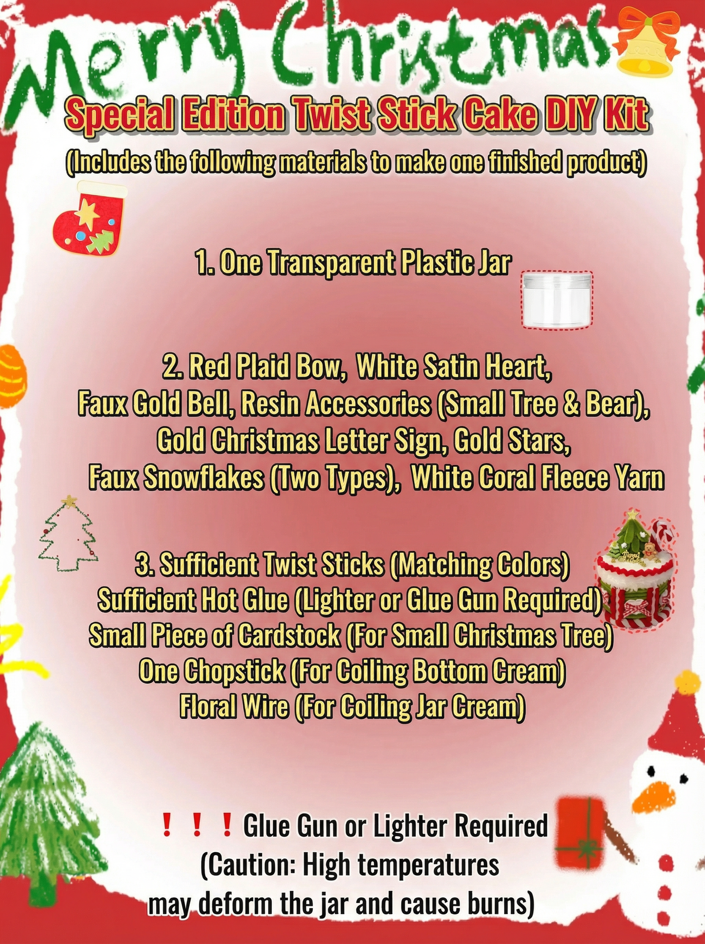 Pipe Cleaner Christmas Twirly Stick Cake (DIY Kits)