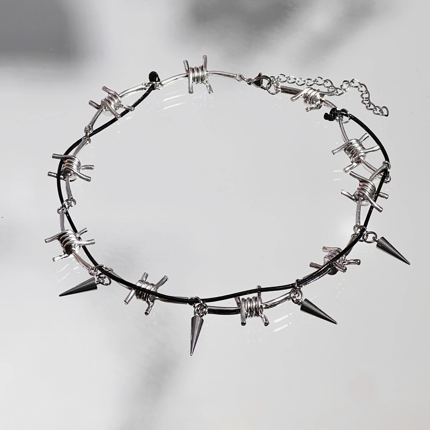 Thorn Wrapped Punk Rivet Collar Necklace