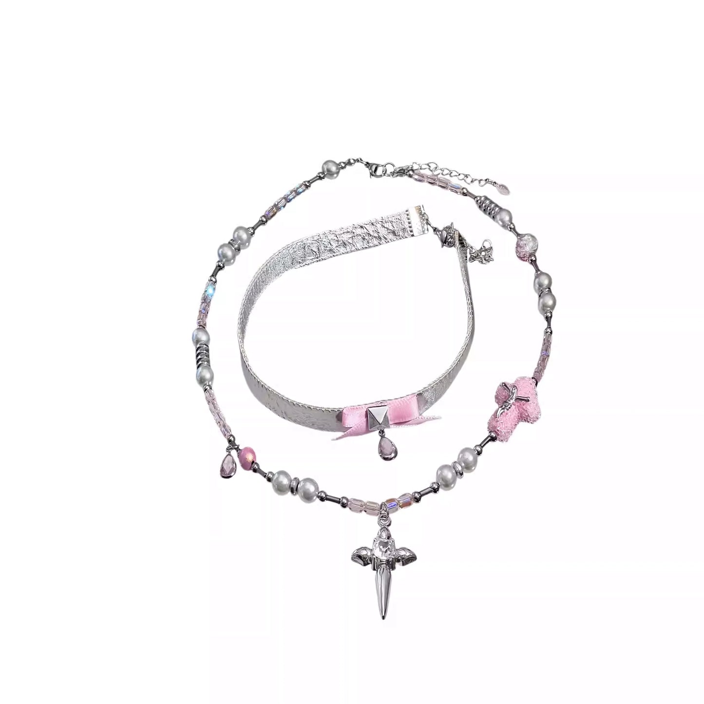 Cyberpunk Cross Necklace (2-Piece Set)