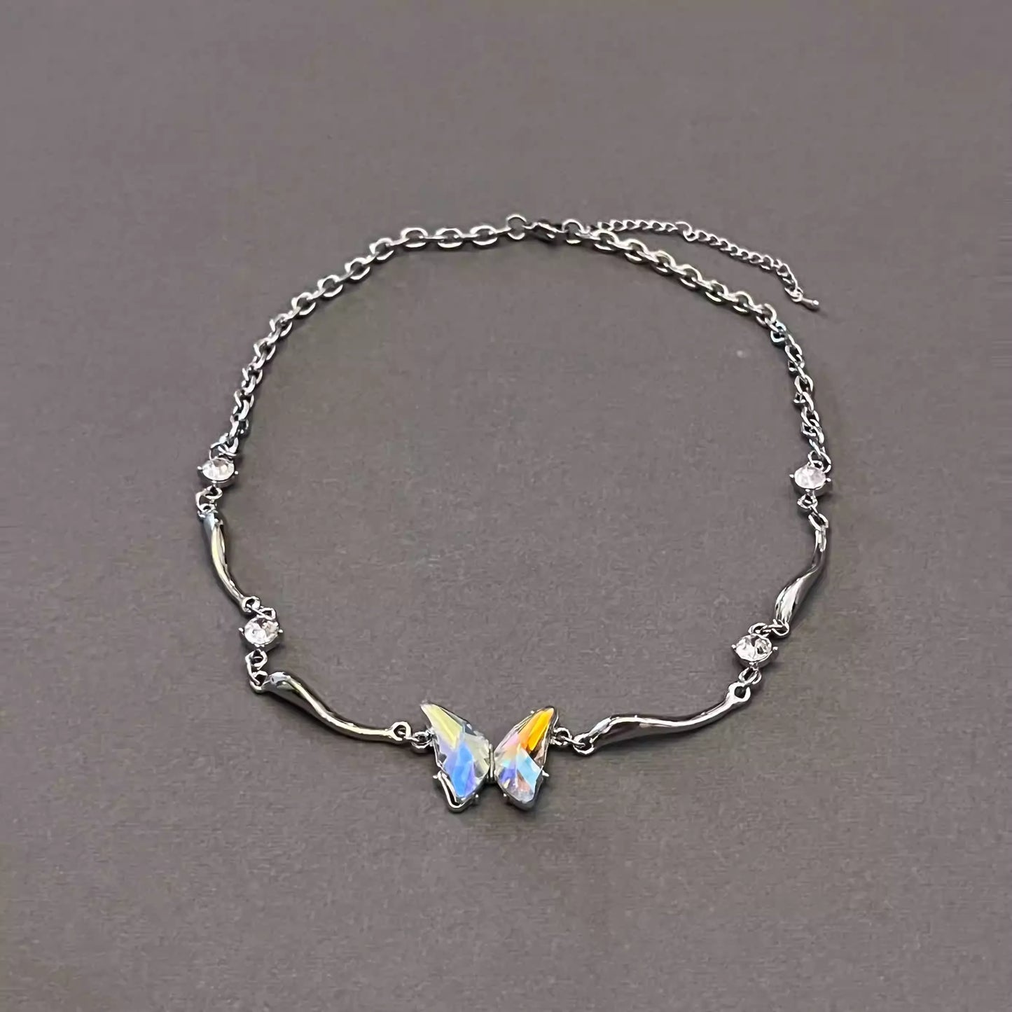 Gradient Butterfly Metal Irregular Necklace