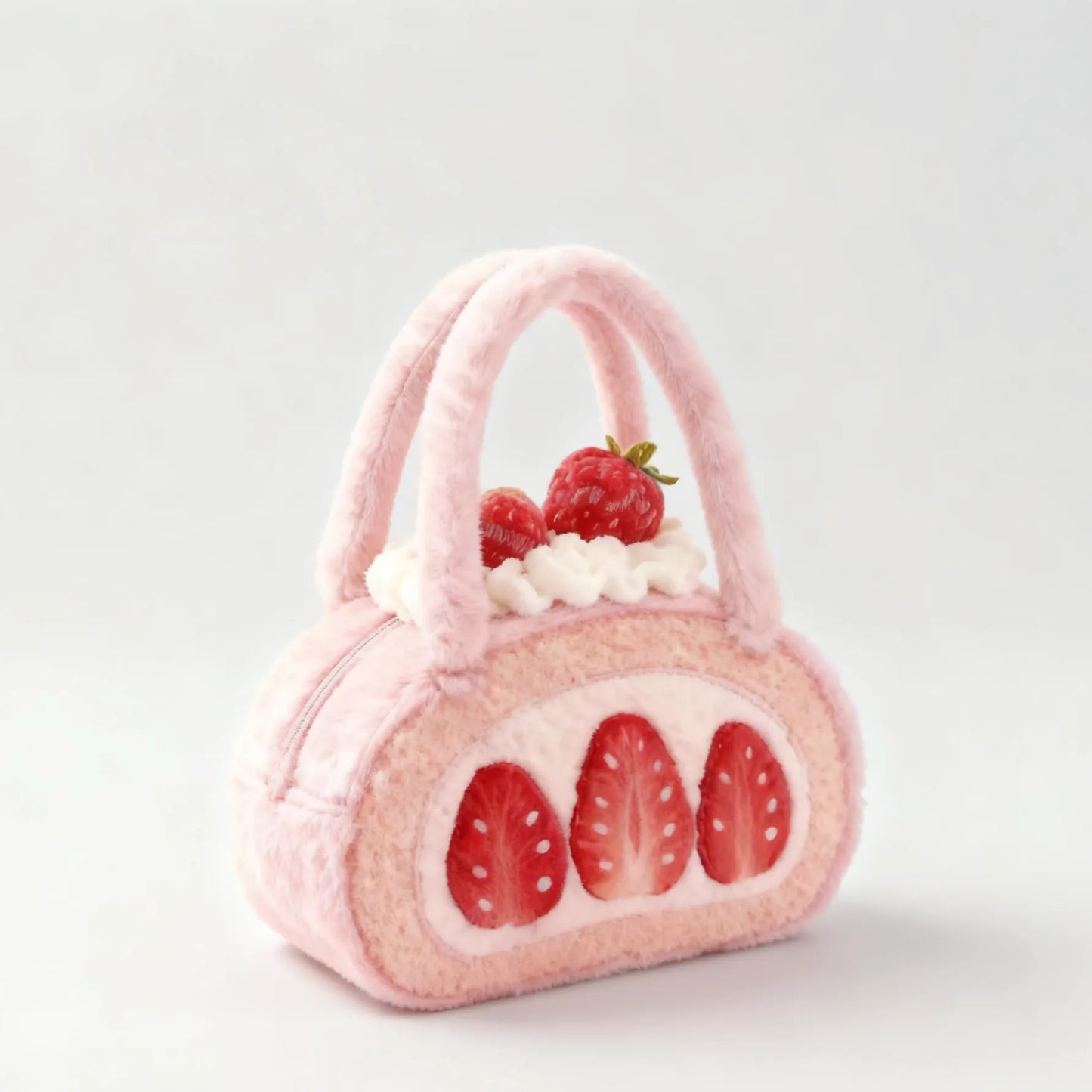 🍓Strawberry Swiss Roll Fur-Padded Bag