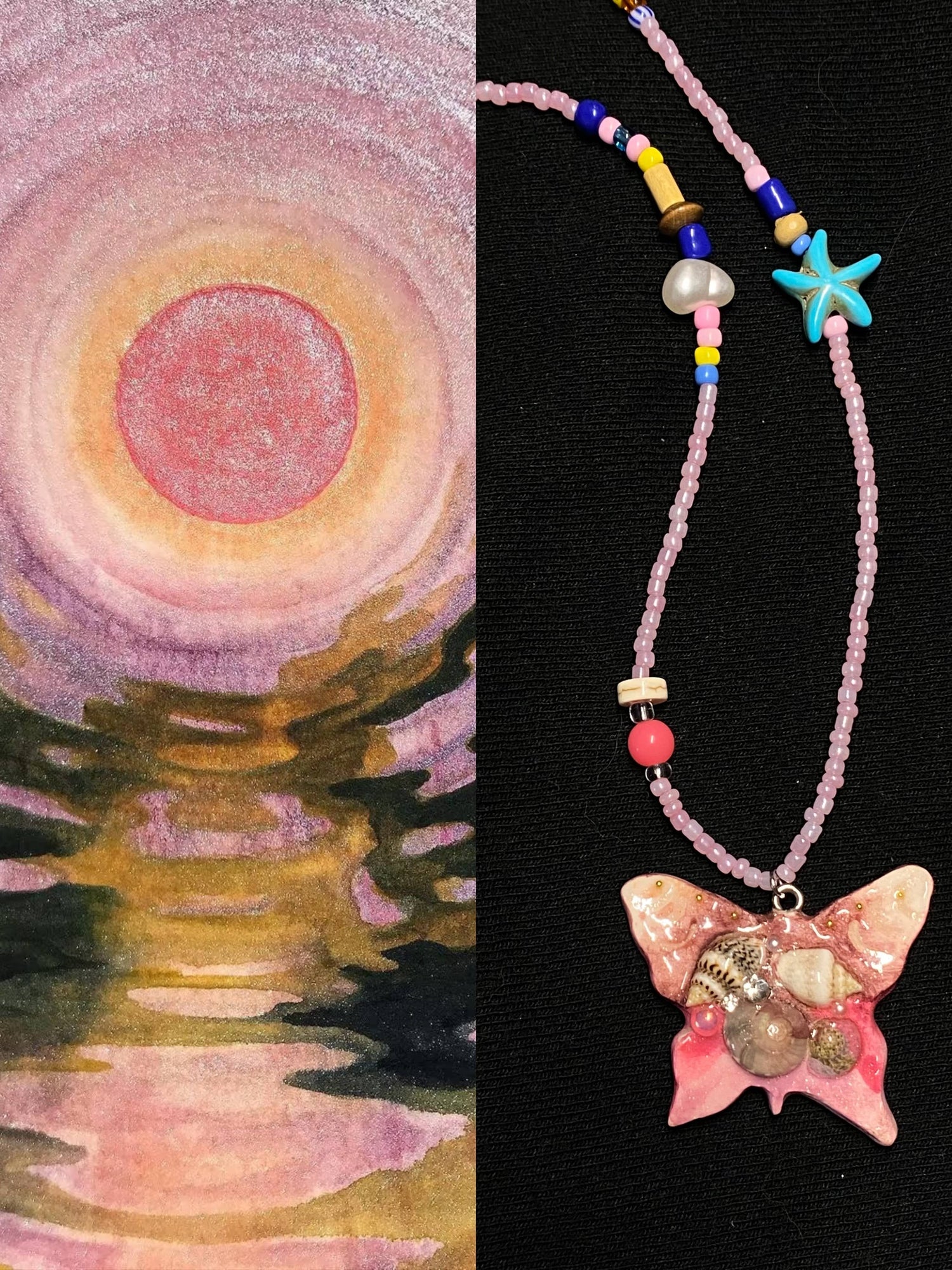Oil-Painted Butterfly Dream Pendant