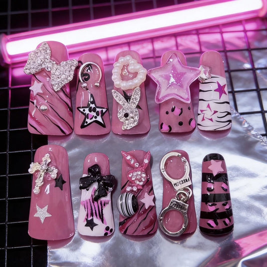 Long Duck Bill Y2K Baddie Handmade Press On Nail Set