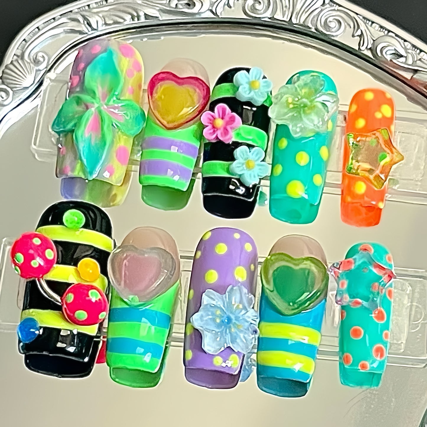 Long Coffin Dopamine Candy Handmade Press On Nail Set