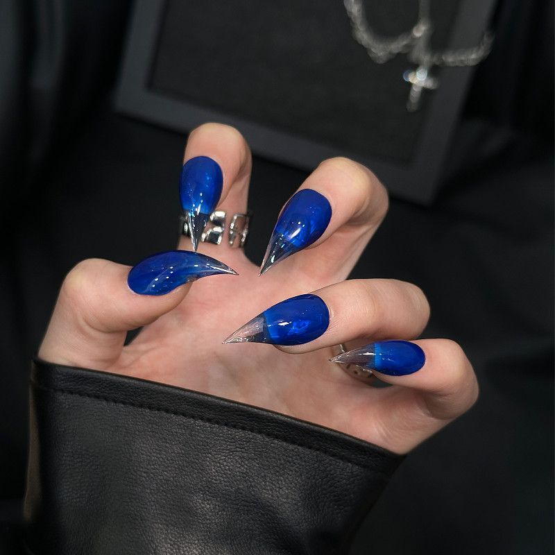 Royal Blue Dragon Claw Cat Paw Ombre Handmade Press On Nail Set