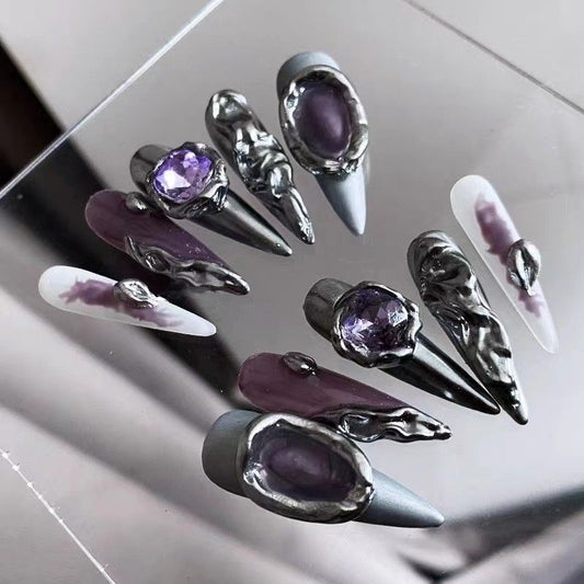 Stiletto Sweet Dark Punk Y2K Baddie Handmade Press On Nail Set