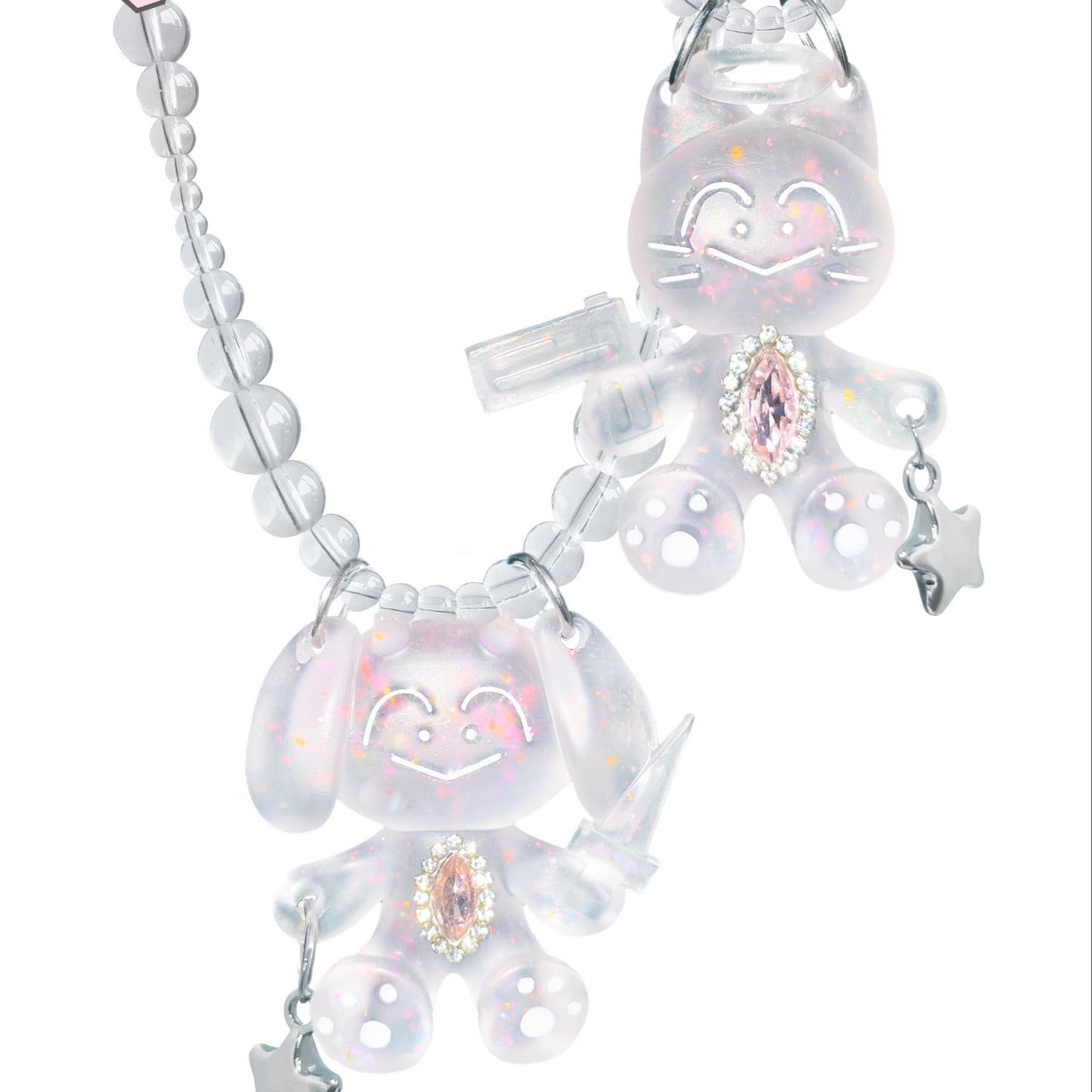 A dirty monkey The Twins Killers - Cat and Dog Agents Original Transparent Crystal Necklace