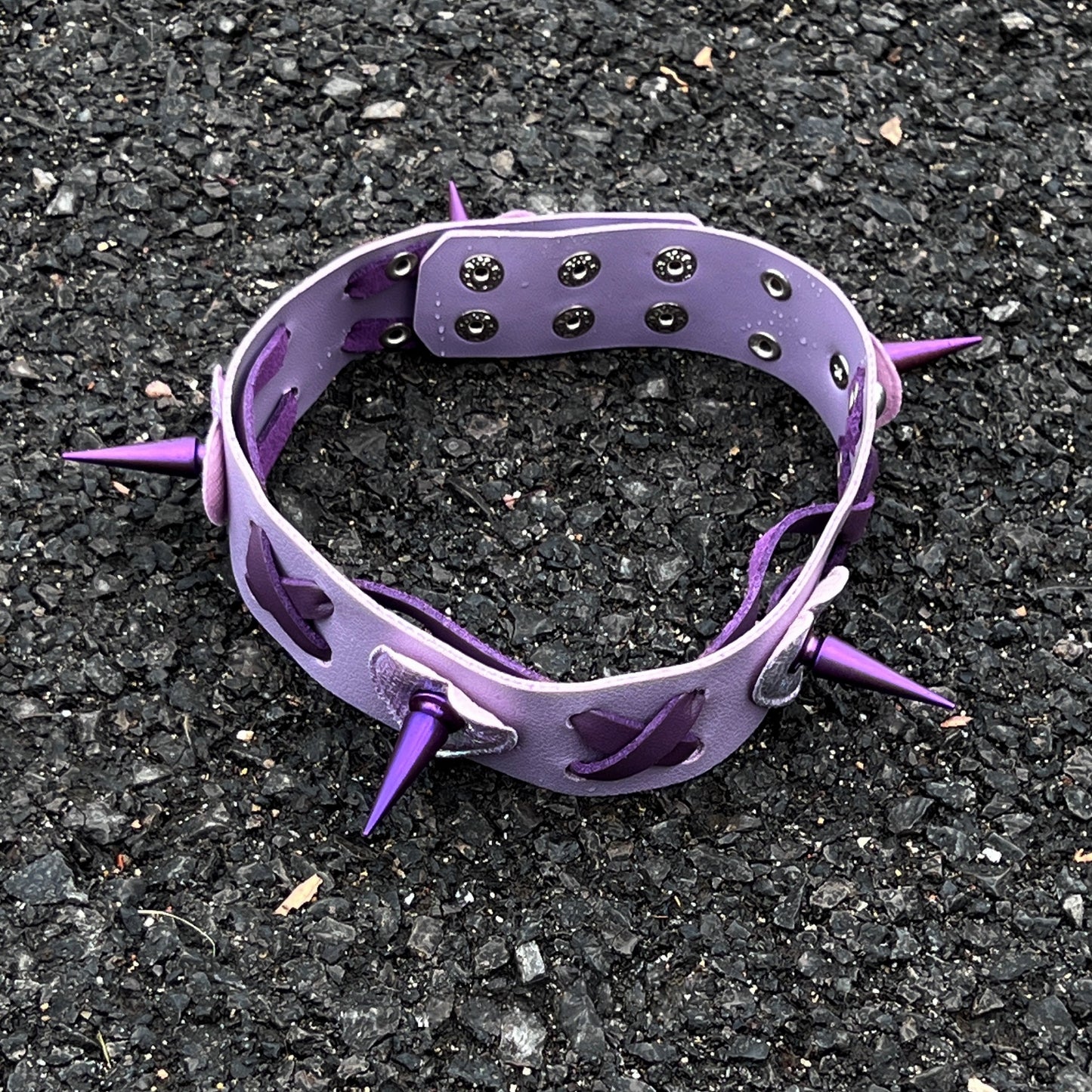 Purple/Black Lace-Up Rivet Choker