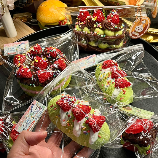 Matcha & Strawberry Baguette Stress Relief Squeeze Slow-Rising Squishy Toy