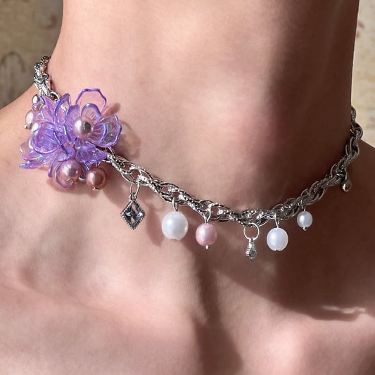 Pearl and Floral Choker