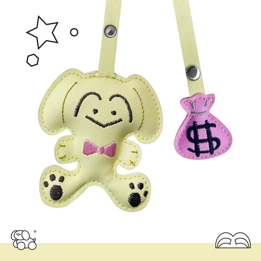 A dirty monkey, a rich puppy, a leather embroidered padded three-dimensional bag hanger