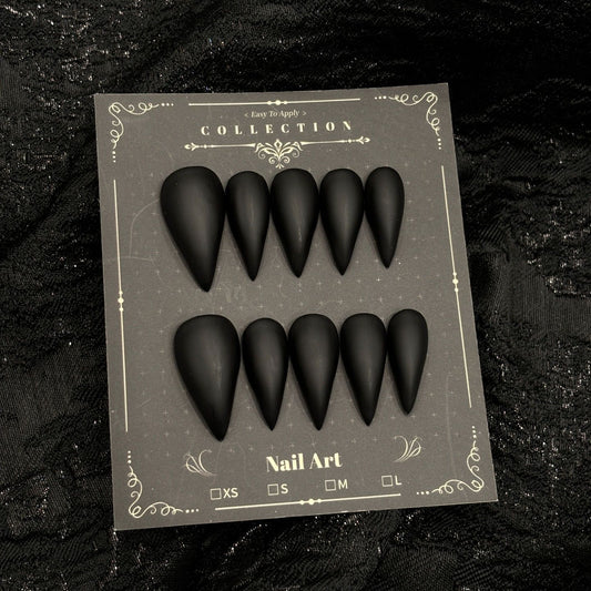 Black Dragon Claw Matte Handmade Press On Nail Set