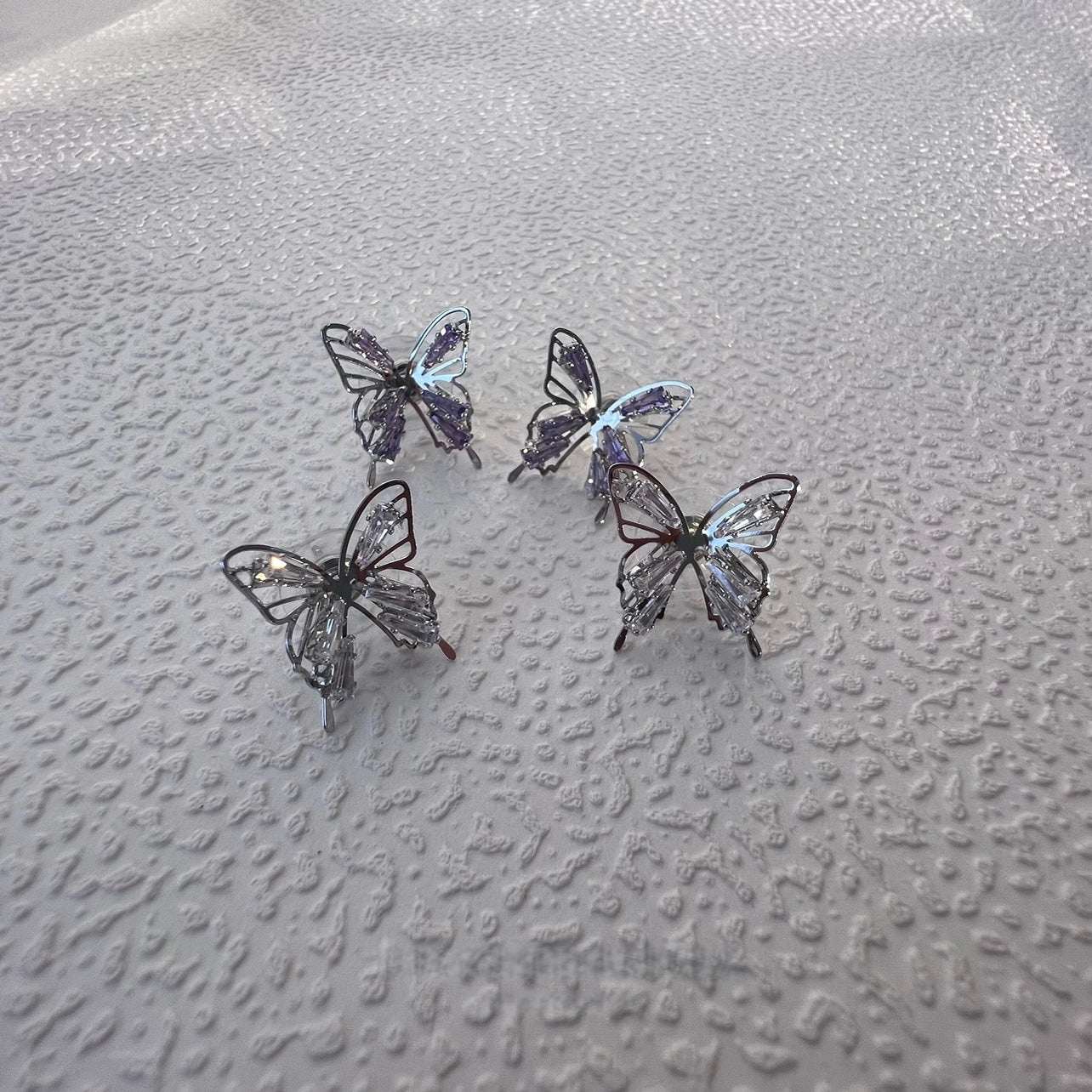 Hollow-Out Butterfly Wing Zirconia Earrings