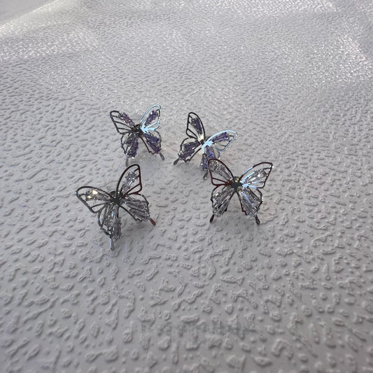 Hollow-Out Butterfly Wing Zirconia Earrings