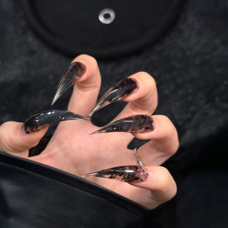 Black Dragon Claw Ink Blush Handmade Press On Nail Set
