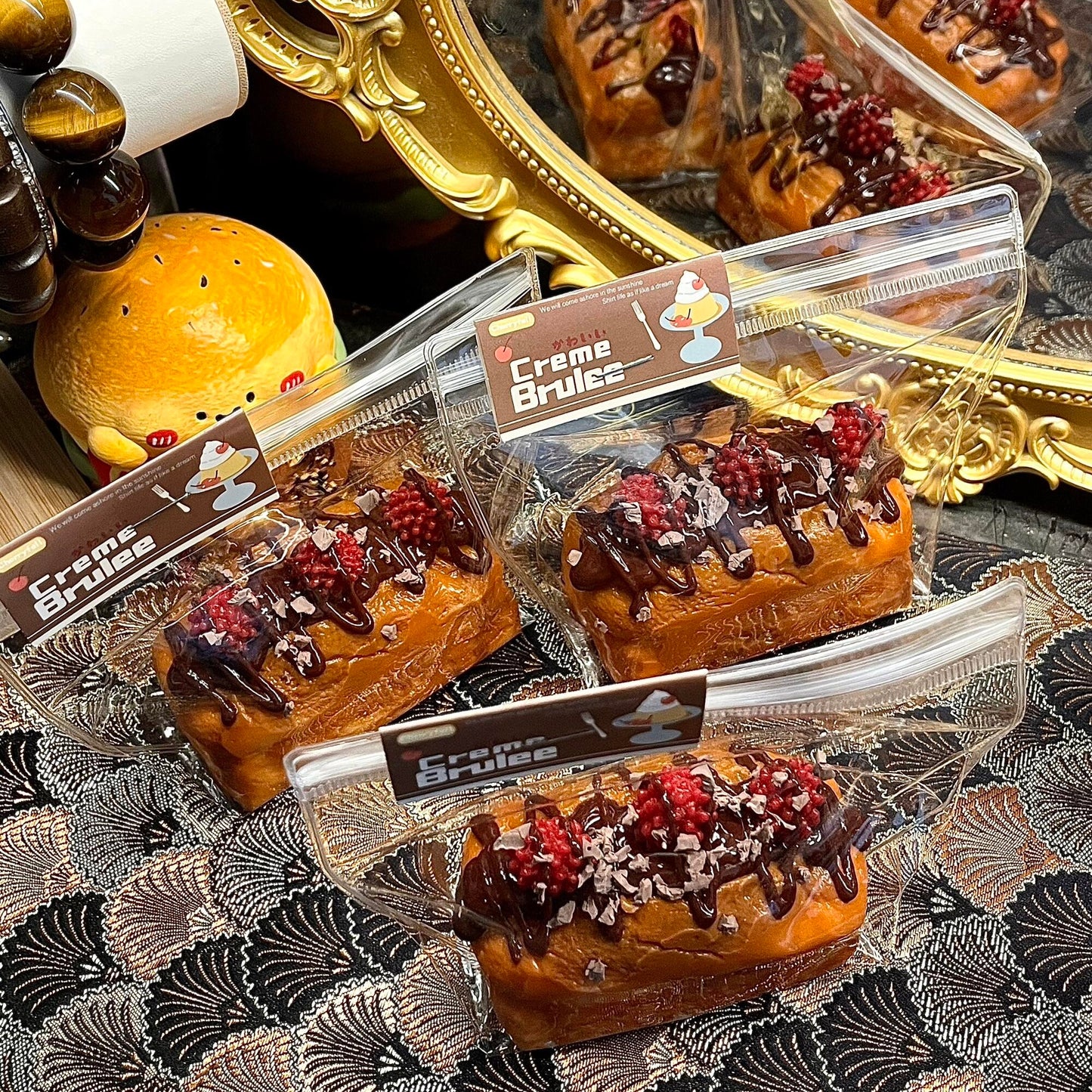 Mini Chocolate Raspberry Toast Stress Relief Squeeze Slow-Rising Squishy Toy