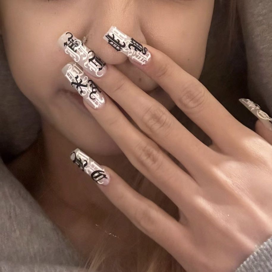 Long Square Sweet Goth Baddie Handmade Press On Nail Set