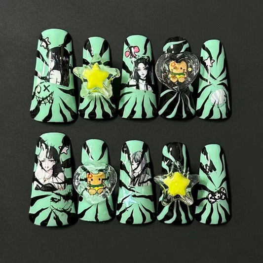 Medium or Long Duck Bill Gothic Tomie Handmade Press On Nail Set