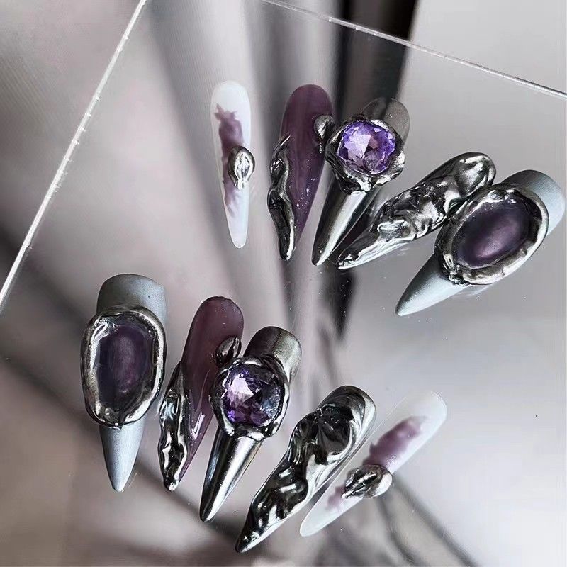 Stiletto Sweet Dark Punk Y2K Baddie Handmade Press On Nail Set