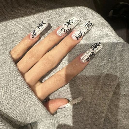 Long Square Sweet Goth Baddie Handmade Press On Nail Set