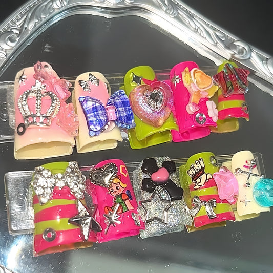 Medium Duck Plastic Charm Handmade Press On Nail Set