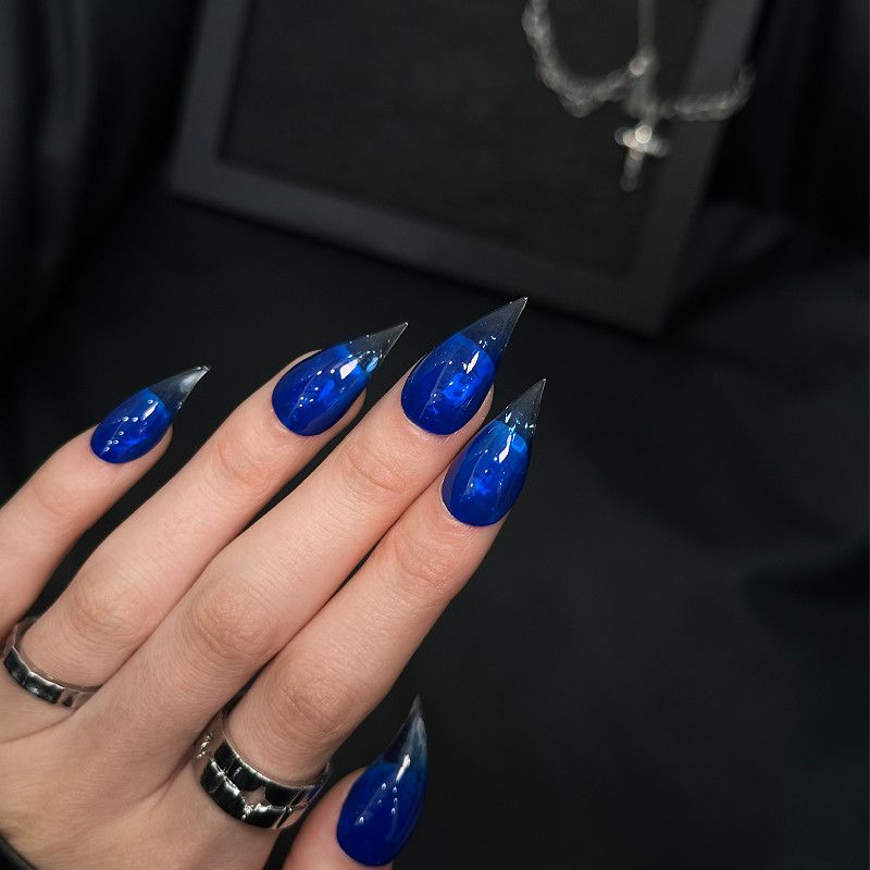 Royal Blue Dragon Claw Cat Paw Ombre Handmade Press On Nail Set
