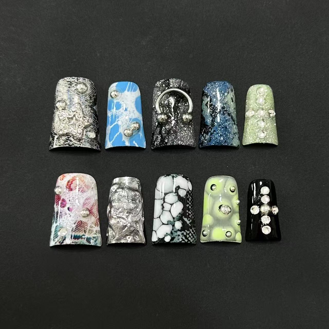 Duck Bill Gothic Punk Handmade Press On Nail Set