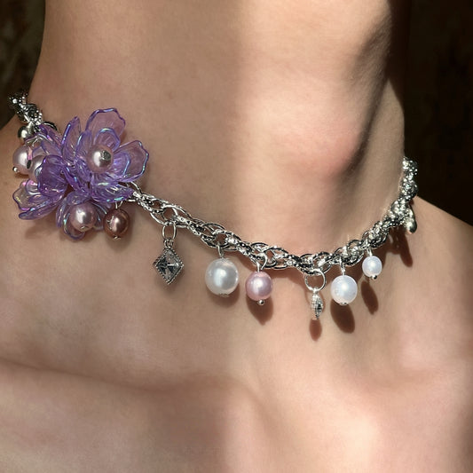 Pearl and Floral Choker