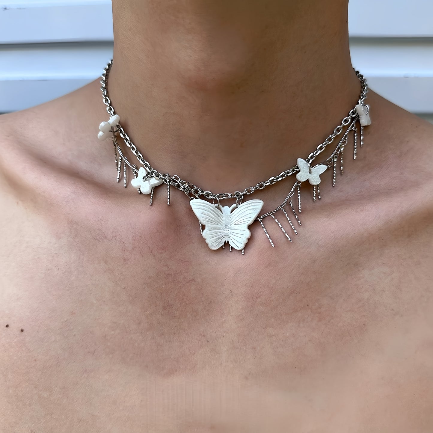 Elegant Fringe Butterfly Necklace