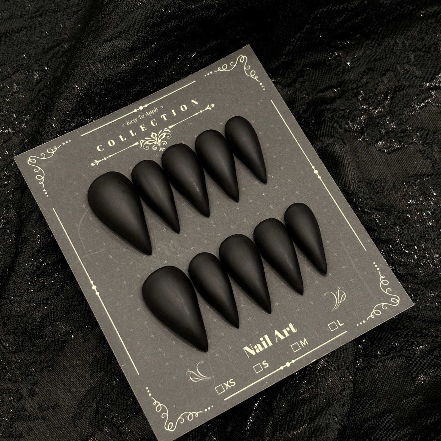 Black Dragon Claw Matte Handmade Press On Nail Set