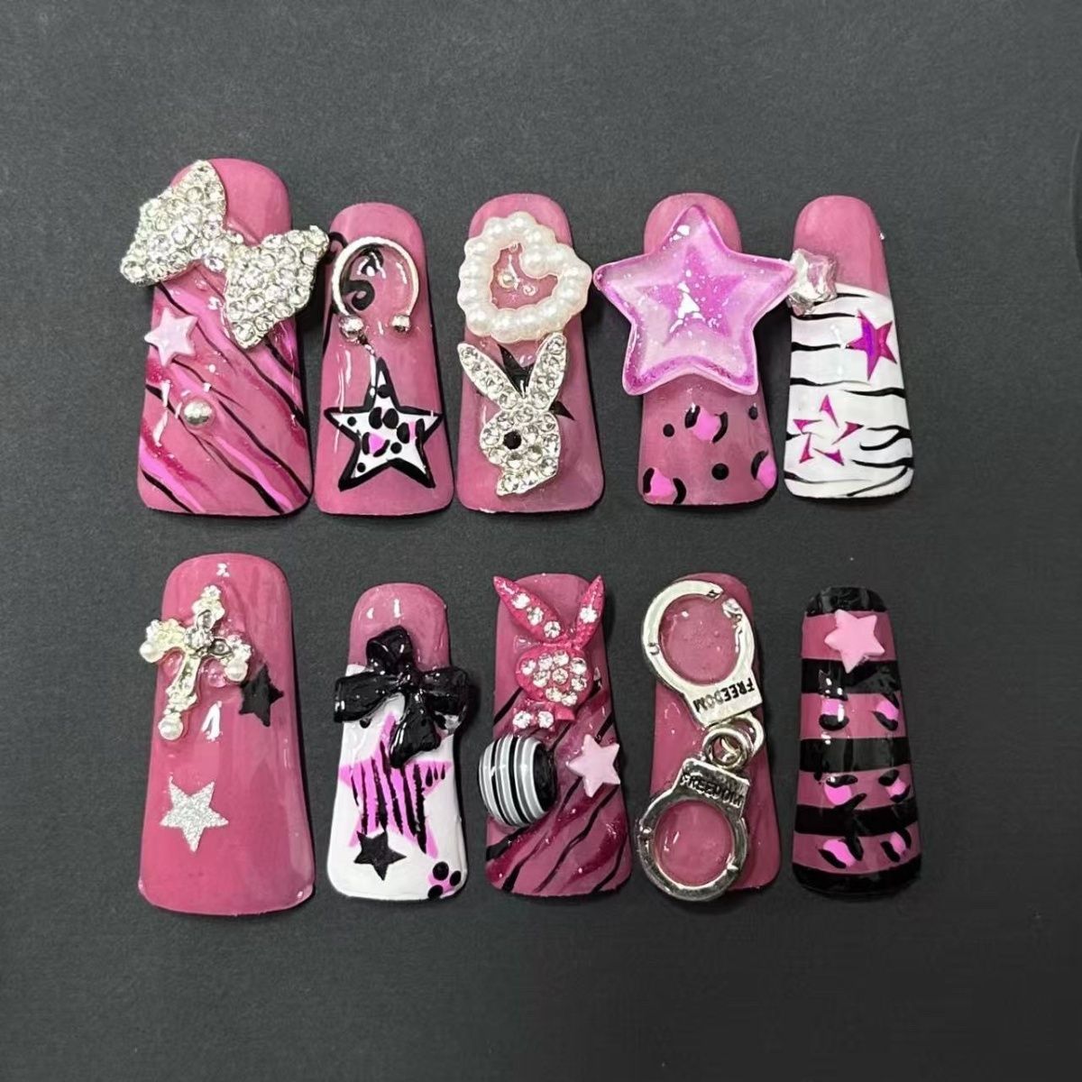 Long Duck Bill Y2K Baddie Handmade Press On Nail Set