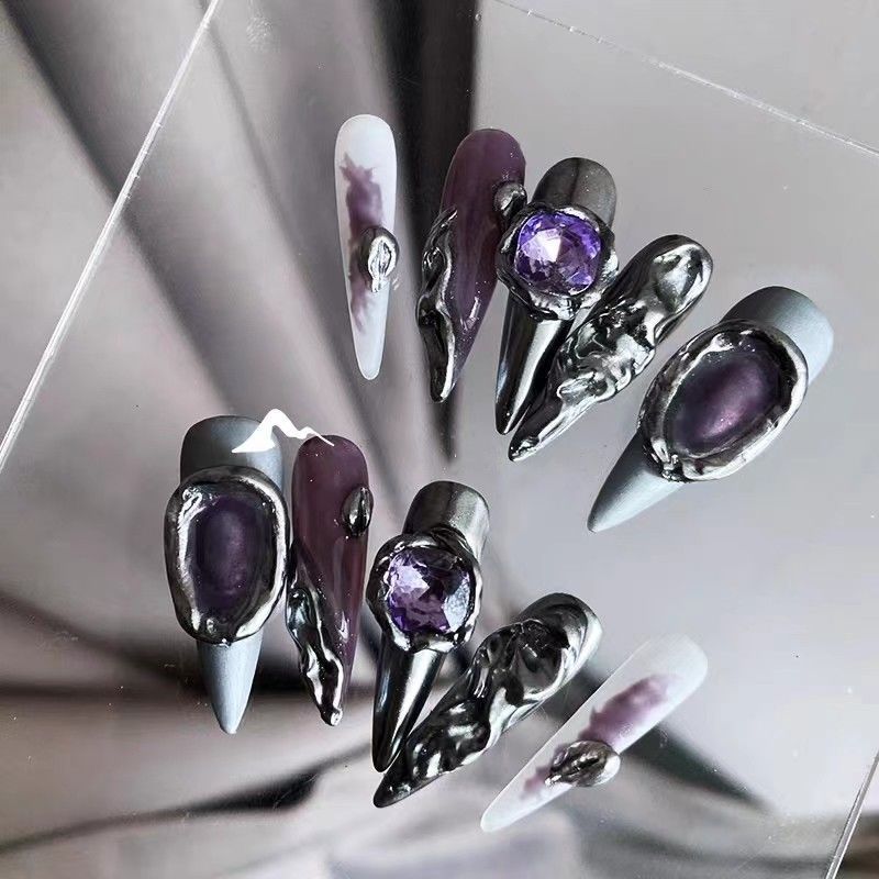 Stiletto Sweet Dark Punk Y2K Baddie Handmade Press On Nail Set