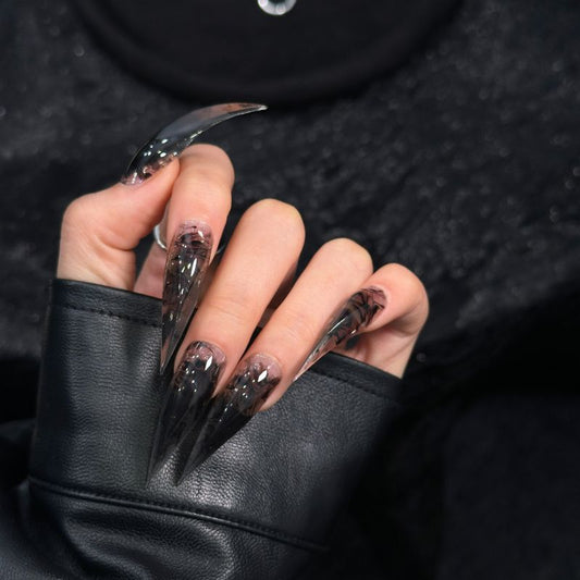 Black Dragon Claw Ink Blush Handmade Press On Nail Set
