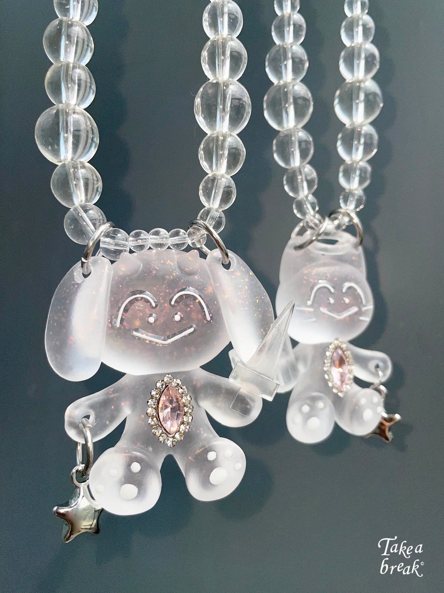A dirty monkey The Twins Killers - Cat and Dog Agents Original Transparent Crystal Necklace