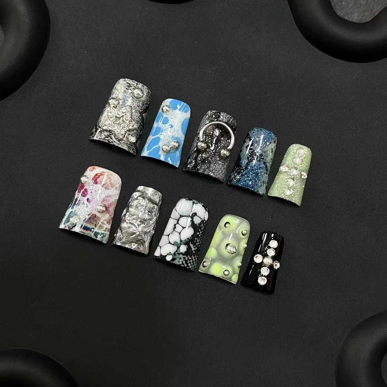 Duck Bill Gothic Punk Handmade Press On Nail Set