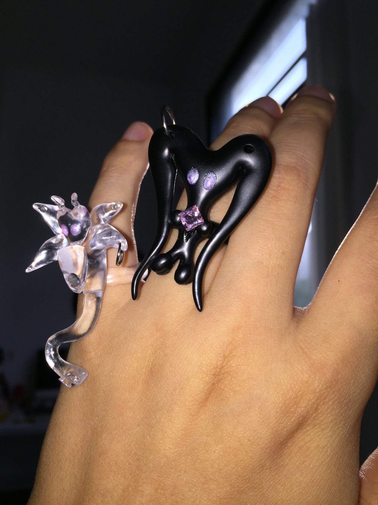 Take a break. Transparent alien creature named Norma's ring.