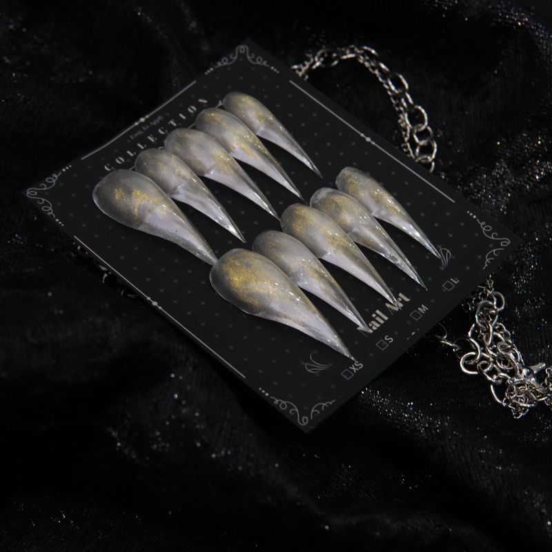 Dragon Claw Gold Foil Blush Handmade Press On Nail Set