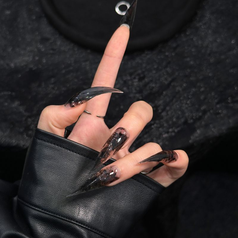 Black Dragon Claw Ink Blush Handmade Press On Nail Set