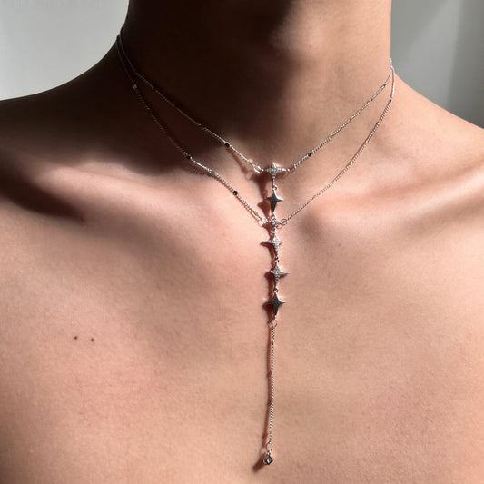 Sparkling Fishbone Starry Layered Necklace