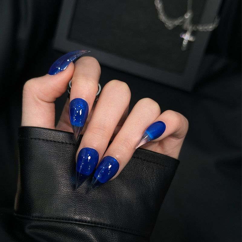 Royal Blue Dragon Claw Cat Paw Ombre Handmade Press On Nail Set
