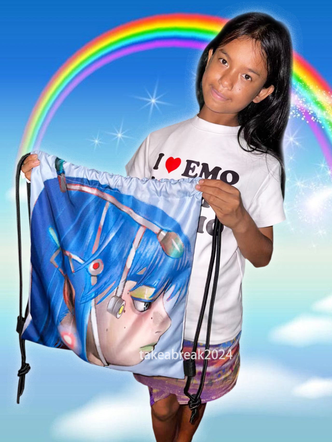 Take a Break Double-sided Waterproof Thick Canvas Sports Drawstring Bag