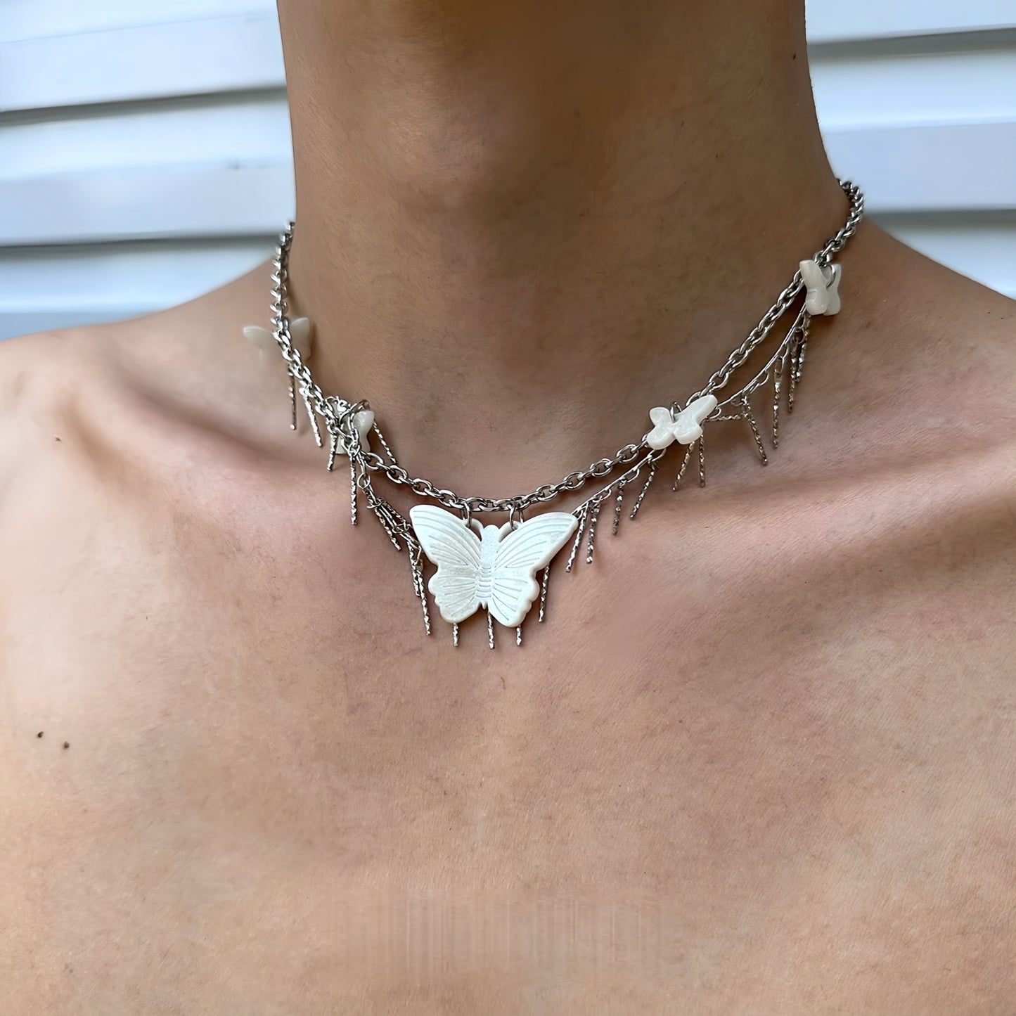 Elegant Fringe Butterfly Necklace