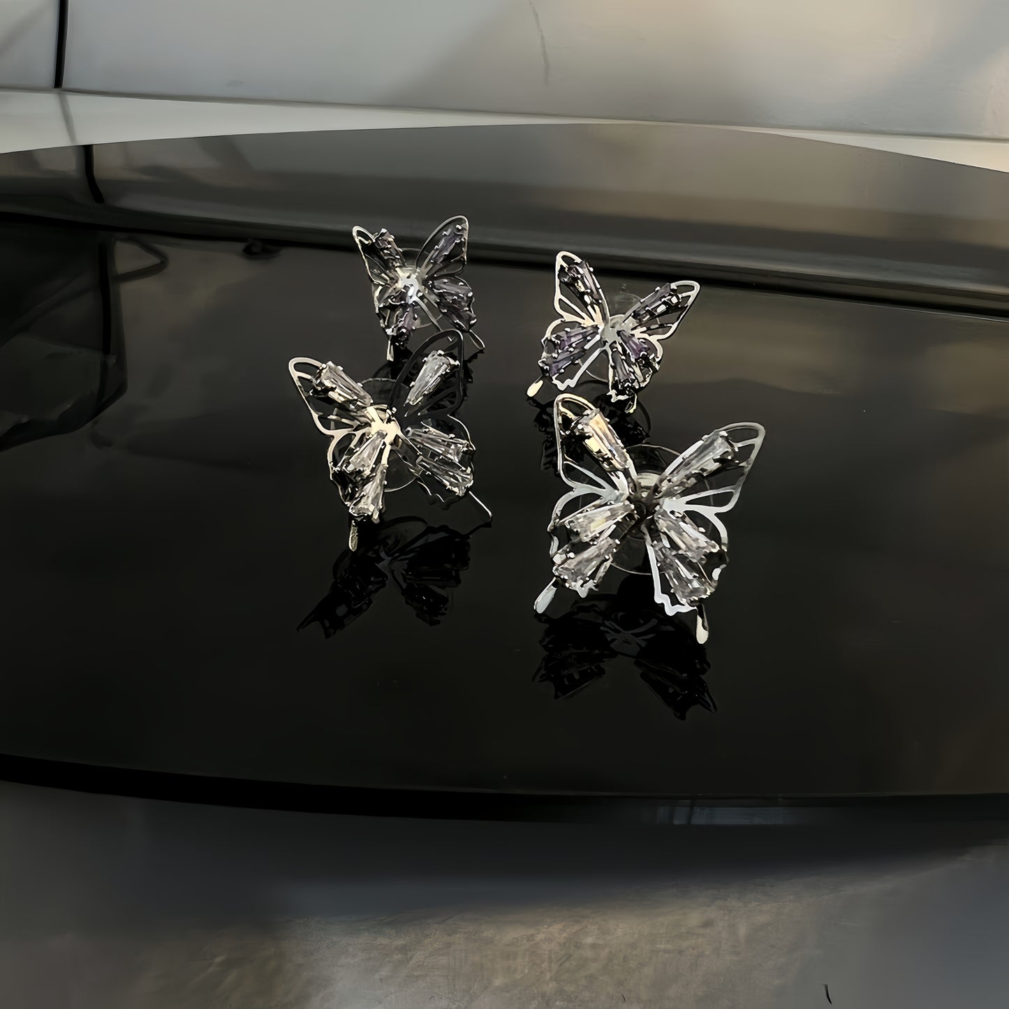 Hollow-Out Butterfly Wing Zirconia Earrings