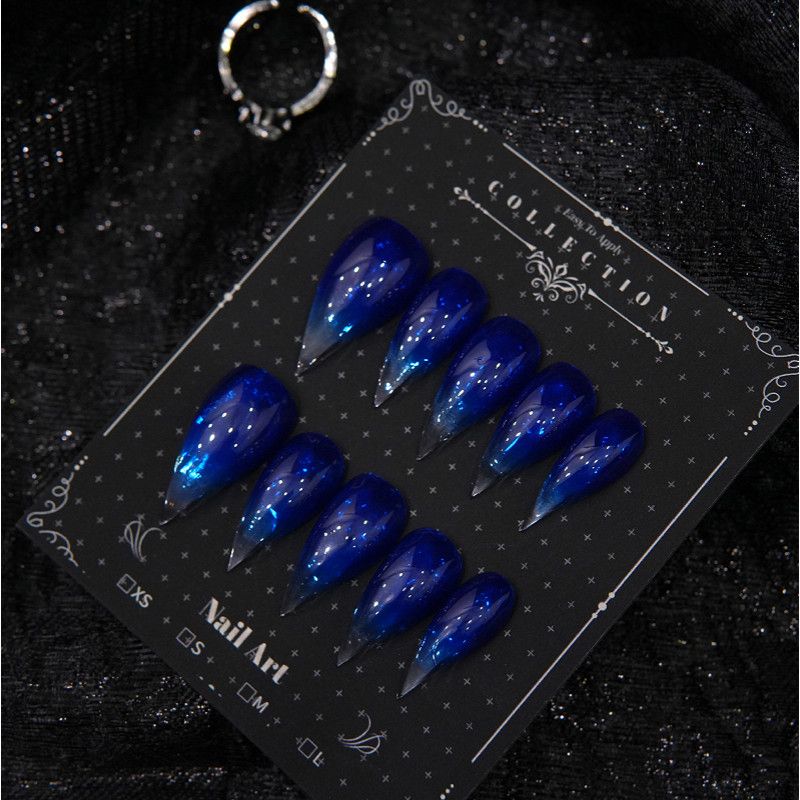Royal Blue Dragon Claw Cat Paw Ombre Handmade Press On Nail Set