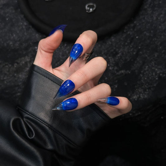Royal Blue Dragon Claw Cat Paw Ombre Handmade Press On Nail Set