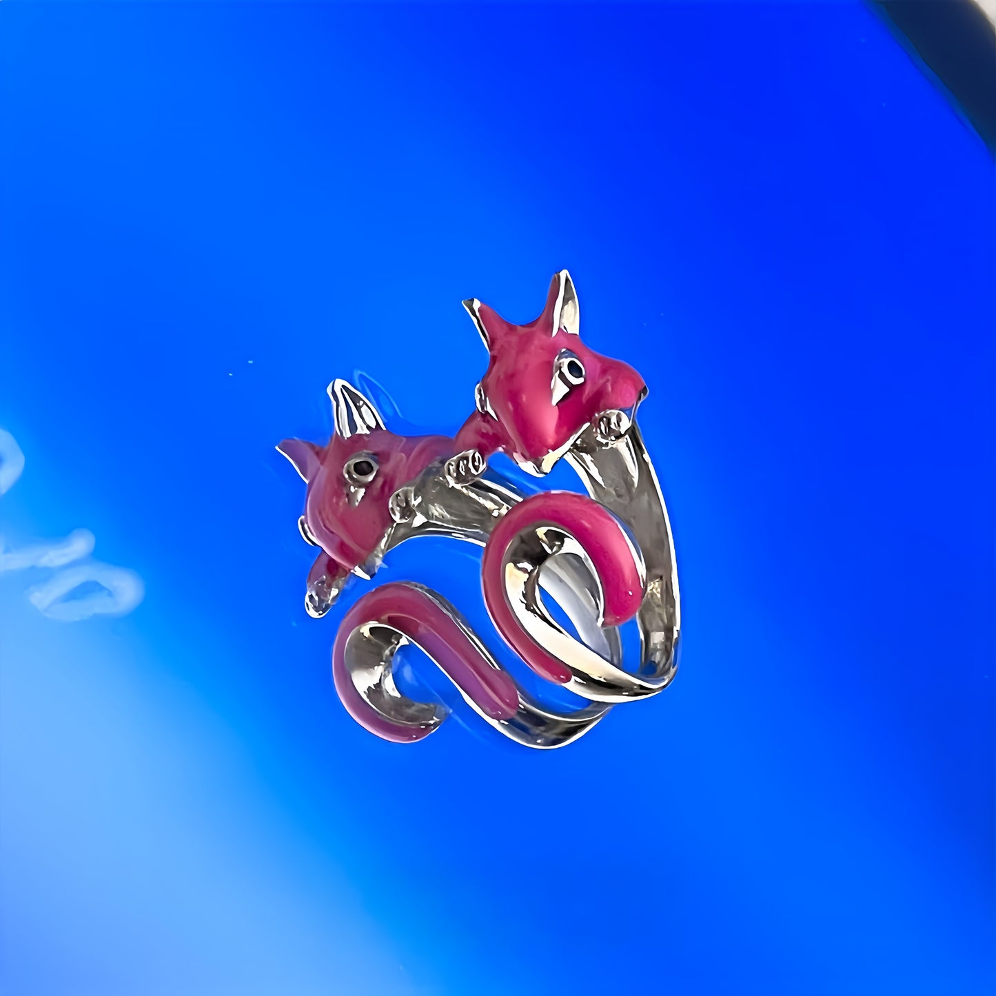 Pokémon-Style Charmander/Unicorn Drip-Glaze Adjustable Ring